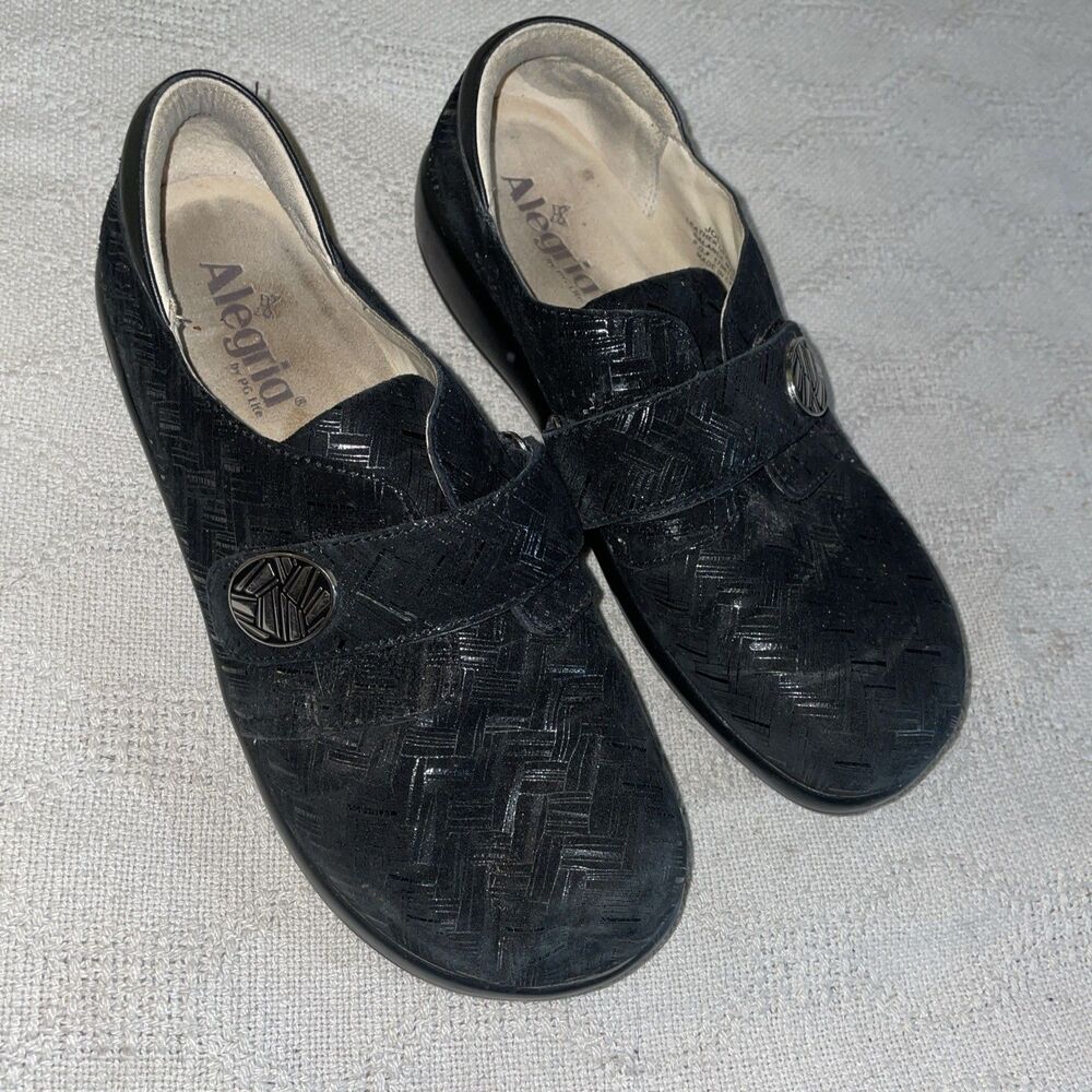 Alegria Women’s Casual Shoes Size 39 U.S. 8 M Black Leather Going Out Party Fun